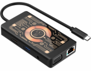 Baseus QUALO Transparentní USB-C HDMI Hub s funkcí bezdrátového nabíjení QTPB5-HUB-18 Černý