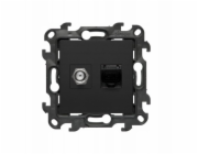 Kontakt-Simon Simon 24 anténní zásuvka F + počítač RJ45 kat. 6 matně černá NASFRJ45.01/49