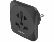 Hama Cestovní adaptér typ E/F pro Evropu, 3pinový, černý