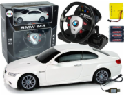 Dovoz LeanToys LEANToys Auto na dálkové ovládání BMW M3 Bílá 2,4 G Volant na dálkové ovládání 1:18 Zvukové světlo