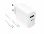 Puro Nabíječka Daily Prolite 45W USB-C USB-A s USB-C kabelem - bílá