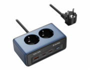 COLORWAY Prodlužovací napájecí přívod s přepěťovou ochranou/ 2x Schuko/ 2x USB-C 45W/ 1x USB-A/ kabel 2m