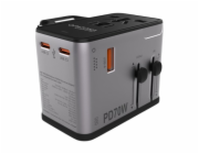 PATONA cestovní adaptér 3x USB-C, 1x USB, vyměnitelné zástrčky EU/UK/US: Typ C, G, A/B, Power delivery 70W