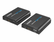 XtendLan HDMI přenos po LAN, vysílač a přijímač, UDP/Multicast, 100Mbps@1080p, přenos USB, funkce KVM