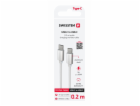 Swissten Datový Kabel Textile USB-C / USB-C 0,2m Stříbrný