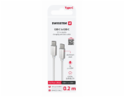 Swissten Datový Kabel Textile USB-C / USB-C 0,2m Stříbrný