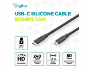 Digitus Silikonový propojovací kabel USB-C-USB-C | USB 4 verze 2.0 80 Gbps | 8K@60Hz | PD 3.1 240 W | 1,5 m | černý