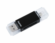 HAMA čtečka paměťových karet Basic USB 2.0/micro USB OTG/ SD/microSD/ černá