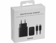 Samsung cestovní nabíječka EP-T4510XBE, Fast Charging 45W, USB-C + datový kabel USB-C, černá