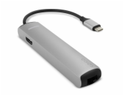 Epico USB-C HUB SLIM (4K HDMI & Ethernet) - silver, black cable
