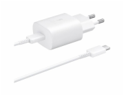 Samsung síťová nabíječka EP-TA800EWE + kabe EP-DA705BWE USB-C, 25W, bílá, (bulk)