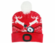 Čiapka Strend Pro X-mas červená, so sobmi, L, 4x SMD LED, USB nabíjanie