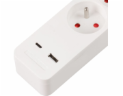 Kábel Strend Pro LG-FB603K, L-1.4 m, predlžovací, 3x zásuvka + vypínač, USB