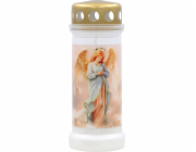 Svíčka hřbitovní parafín s víčkem 170x65 mm bílá anděl (cca 70 h