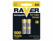 Baterie RAVER SOLAR HR6, nabíjecí baterie, 600 mAh, bal. 2 ks, AA tužka