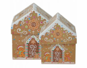 Home Styling Collection Vánoční dekorace Kolekce bytového stylingu Vánoční krabičky ve tvaru domečku, sada 2 kusů