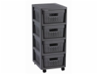 Regál Curver Infinity Dots 4x11L se zásuvkami tmavě šedý