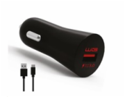 WG - Autonabíječka Fast 1x USB-A, Quick Charge 3.0, 5 V - 9 V - 12 V, + kabel Type-C, černá