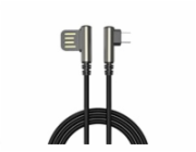 WG - Datový kabel Micro USB na USB-A, 1 metr, 90 stupňů zahnutý, černá