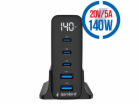 GEMBIRD 5-port 140 W GaN USB, Rýchlonabíjačka 140W