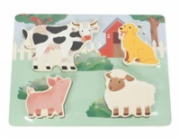 Dřevěné dotykové vkládací puzzle pro děti - Farma