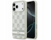 DKNY Kryt Checkered s potiskem pruhů pro iPhone 17 Pro Max béžový