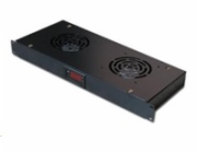 19" ventilační jednotka XtendLan, 2 ventilátory, LCD display, termostat, hloubka 200mm, černá