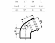 Magnaplast Koleno 15° pro vnitřní odpadní vodu HTB 40mm (10700)