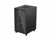 Stálá instalační racková skříň 19 palců 27u 800x1000 černé skleněné dveře LCD (ploché balení)