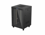 Stojací RACK instalační skříň 19 22U 800X800 černé LCD skleněné dveře (FLAT PACK)