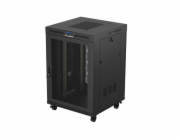 Volně stojící instalační racková skříň 19 palců 22U 800X800 černá s perforovanými LCD dvířky
