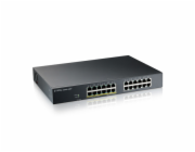 Zyxel GS1915-24EP, 24-port GbE, 12 port PoE, 130 Watt 802.3at, rackmount, fanless, Smart hybrid mode Switch, standalone
