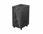 Volně stojící skříňka 19 palců 22U 600x800 skleněné dveře LCD (ploché balení) v2 černá