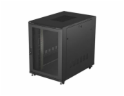Volně stojící skříňka 19 palců 22U 800x1000 skleněné dveře LCD (ploché balení) V2 černá