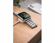 Swissten opletený magnetický kabel pro apple watch kovový, usb-c 1.2 m bílý