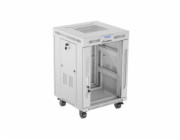 Lanberg Standing Rack instalační skříňka 19 15U 600x600 šedé skleněné dveře Lanberg LCD (ploché balení)