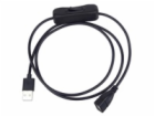PREMIUMCORD Prodlužovací kabel USB 2.0 s vypínačem, 1m, č...