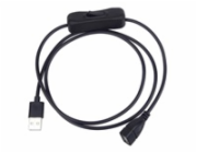 PREMIUMCORD Prodlužovací kabel USB 2.0 s vypínačem, 1m, černá