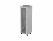 Lanberg 19" 42U 600x600 šedá stojící racková skříň se skleněnými dvířky, LCD (ploché balení)