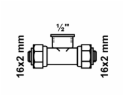 Kirchhoff T-kus 16 mm x 18,7 mm (1/2" vnitřní závit) x kompresní fitinka 16 mm pro MSVR blank