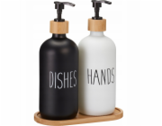 Home Styling Collection Kolekce pro domácí styling Dávkovač mýdla na mytí nádobí a dávkovač mýdla na bambusovém tácku EASY, 2 x 500 ml