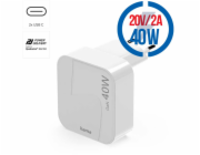 HAMA GaN, Rýchlonabíjačka, 2x USB-C PD/QC, 40W, bi