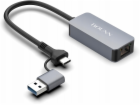 Bounn RJ-45 USB adaptér - USB-C + USB-A stříbrný (JL-CH01...