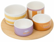 Lumarko Sada svačin : 4 porcelánové misky + bambusový tác, k bazénu