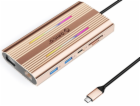 Orico XDR 12v1 RGB USB-C růžovo-zlatá dokovací stanice/re...
