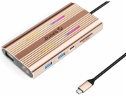 Orico XDR 12v1 RGB USB-C růžovo-zlatá dokovací stanice/replikátor (ORICO-XDR-X2-RG-BP)