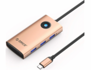 Orico PW11 6-v-1 USB-C Dock/Replikátor růžovo-zlatý (ORICO-PW11-6P25R-RG-EP)