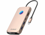 Orico XCR 12v1 RGB USB-C růžovo-zlatá dokovací stanice/replikátor (ORICO-XCR-X2-RG-BP)