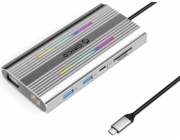 Orico XDR 12v1 RGB USB-C stříbrná stanice/replikátor (ORICO-XDR-X2-SV-BP)