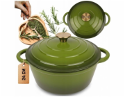 Atusa Litinový hrnec smaltovaný 24 cm 4 l HAGE olivový (DQ24-olive)